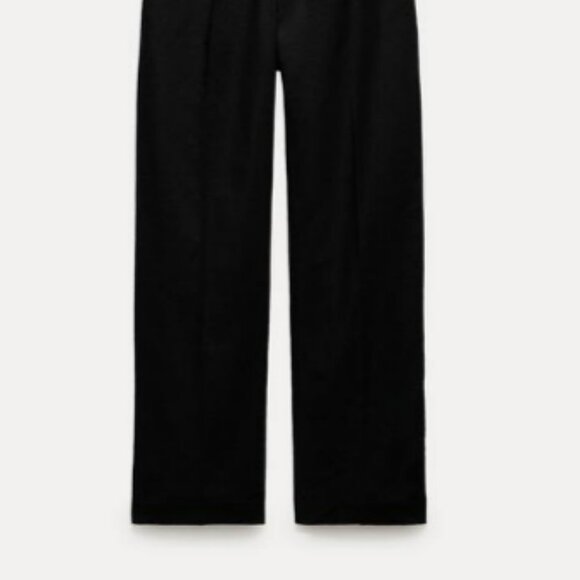 Zara Black Straight Leg Linen Pants sz s - Picture 3 of 6
